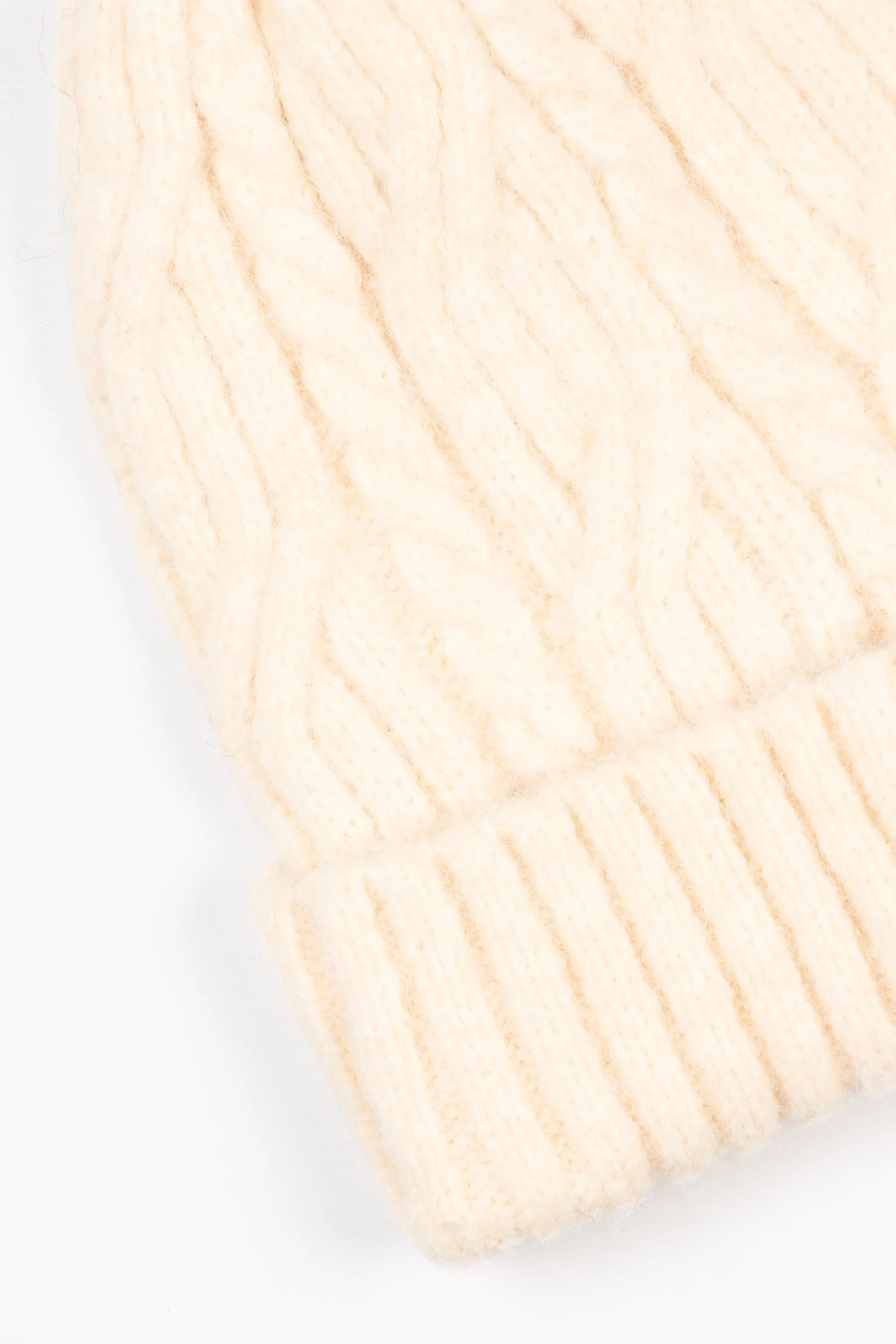 Tatum Beanie Hat - Cream, Cable Knit