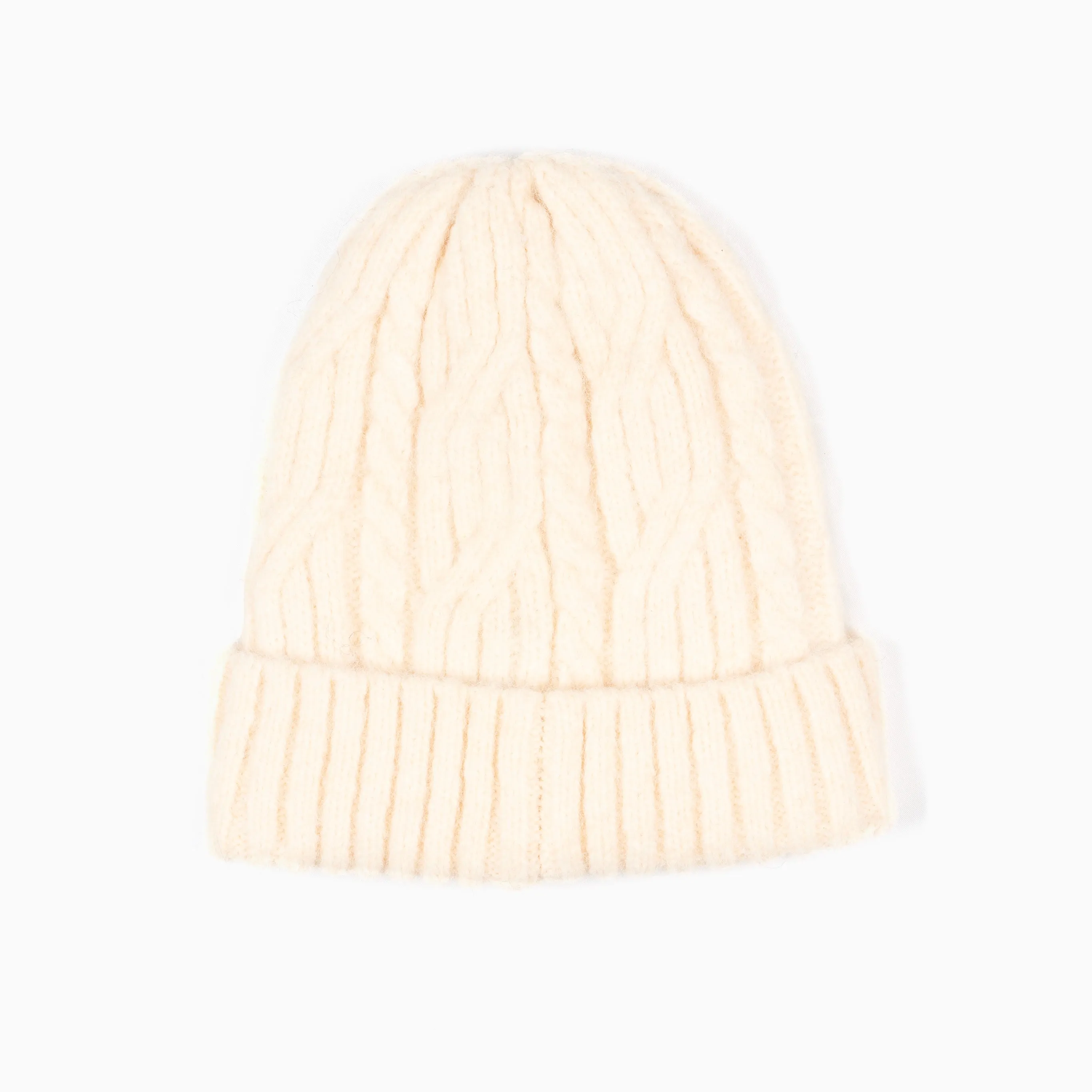 Tatum Beanie Hat - Cream, Cable Knit