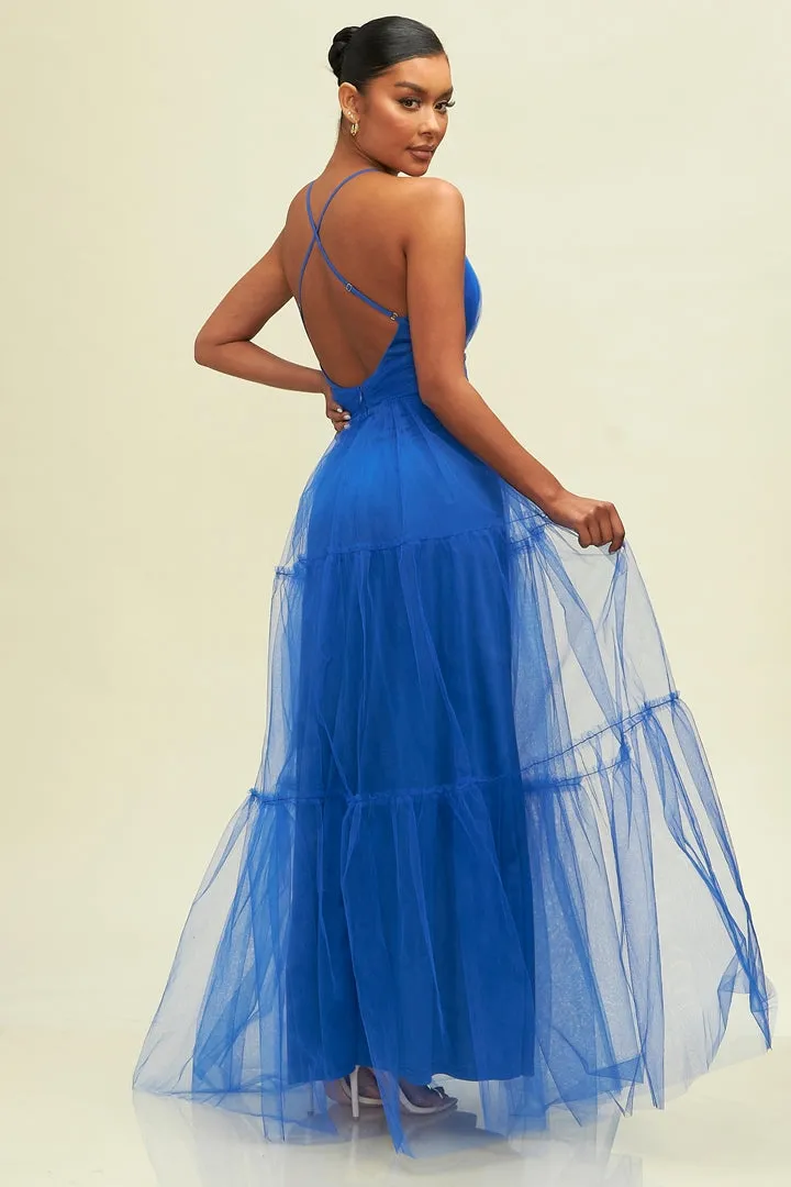 Tiered Mesh Maxi Dress