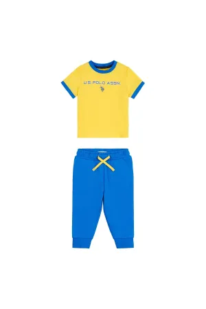 Toddlers Sport Ringer Tee And BB and Joggers set in Primrose Yellow