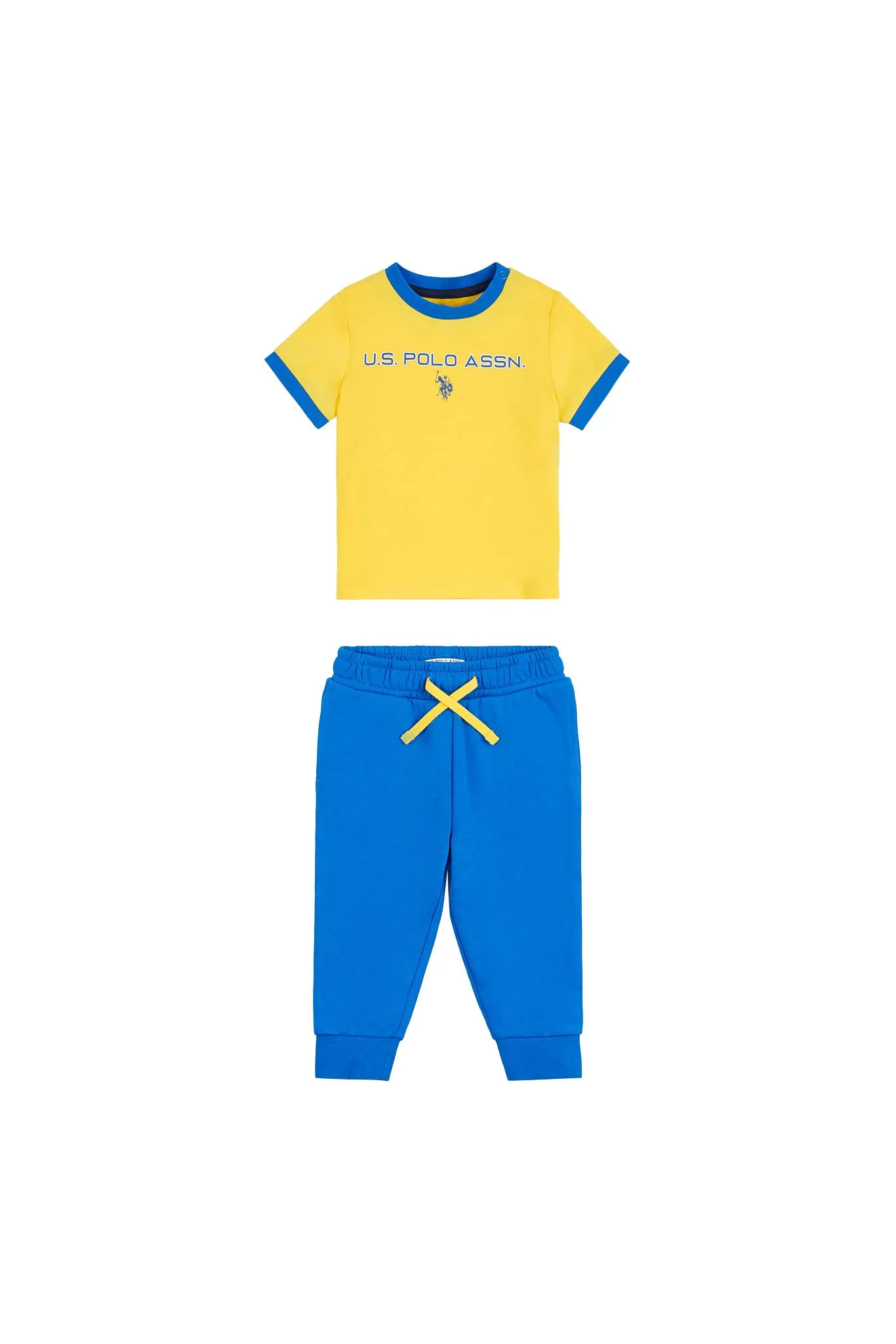 Toddlers Sport Ringer Tee And BB and Joggers set in Primrose Yellow