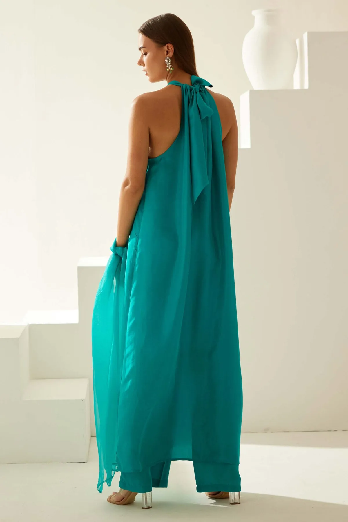 Turquoise Blue Silk Kurta Set