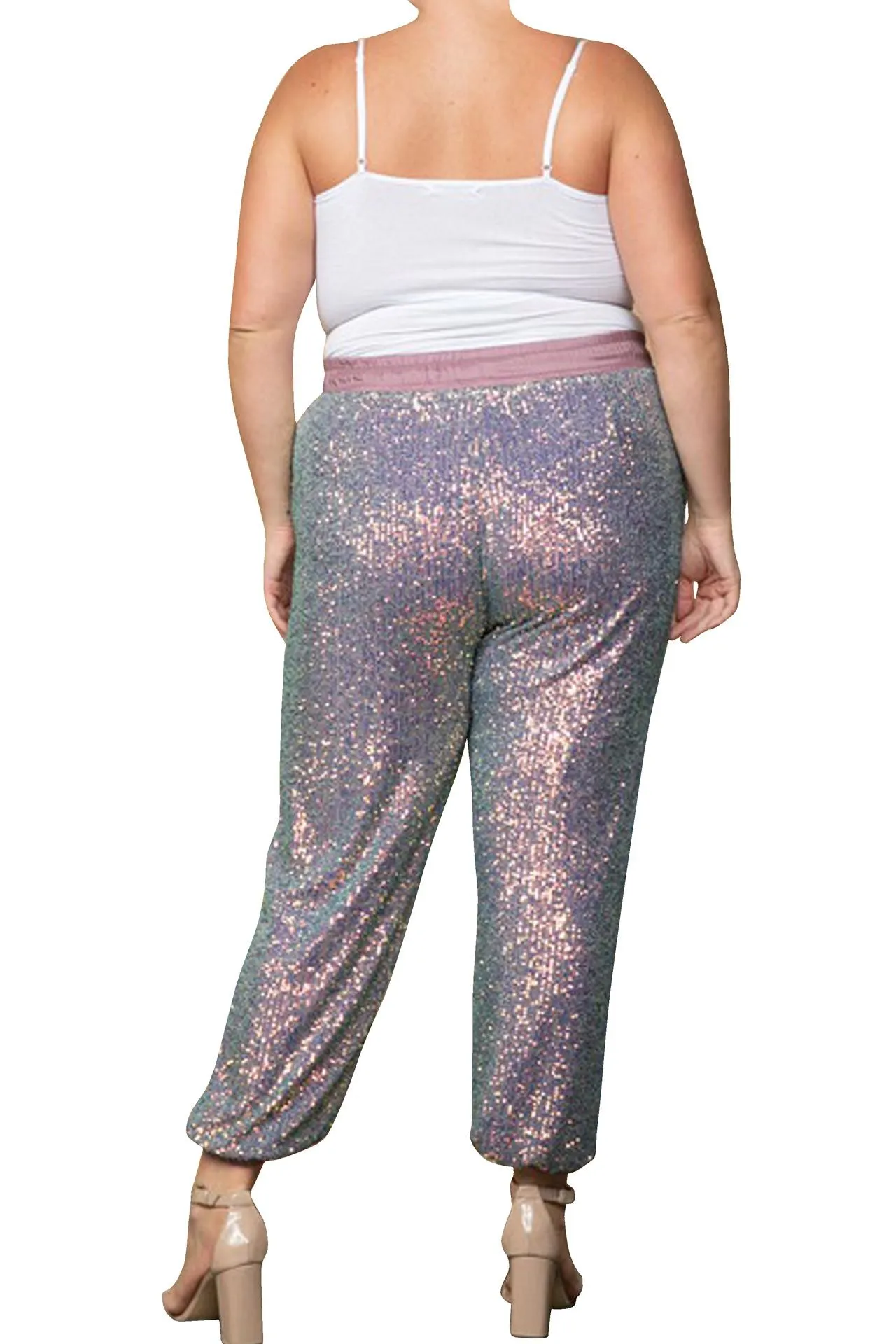 Two Tone Purple Sequin Pant Plus