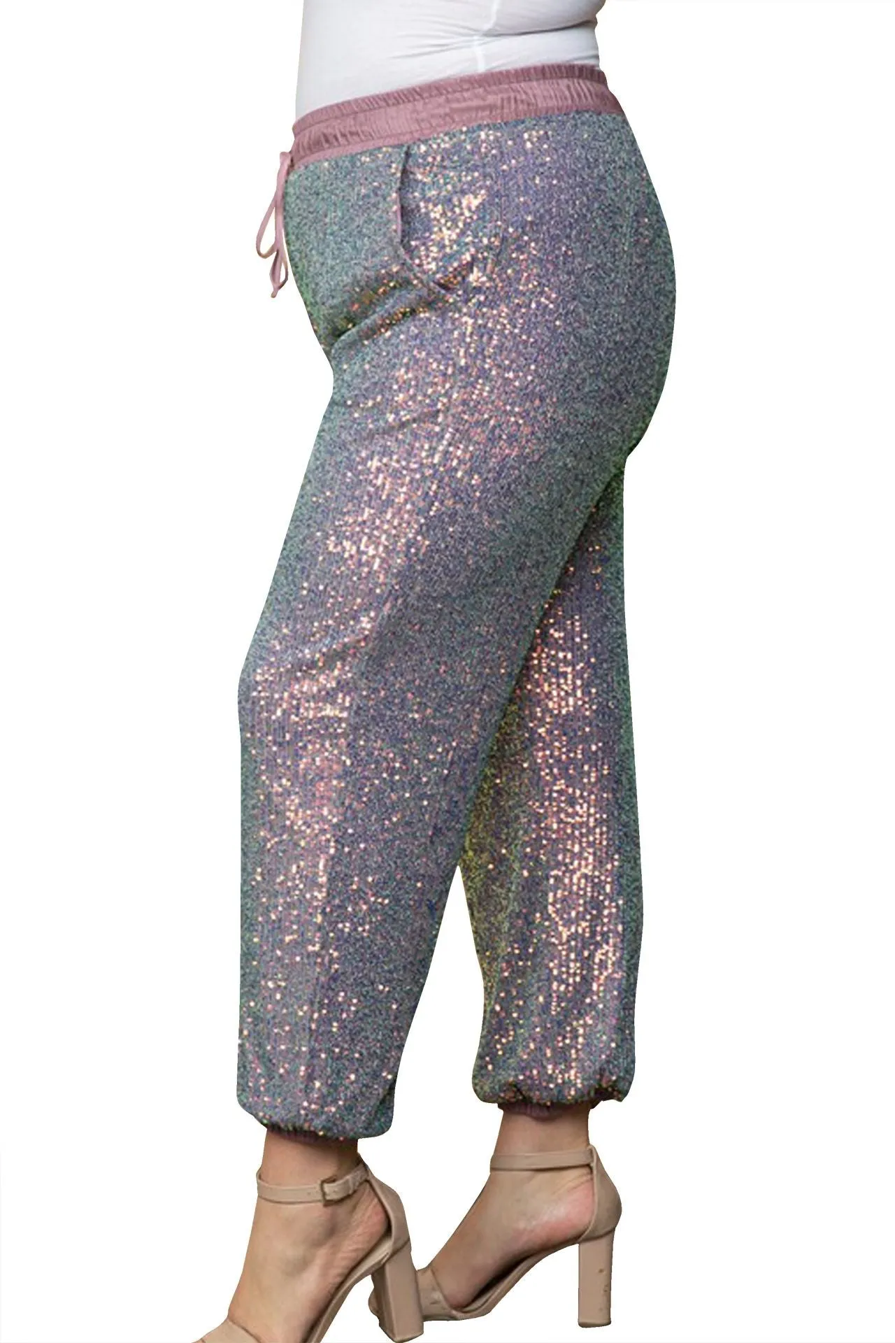 Two Tone Purple Sequin Pant Plus