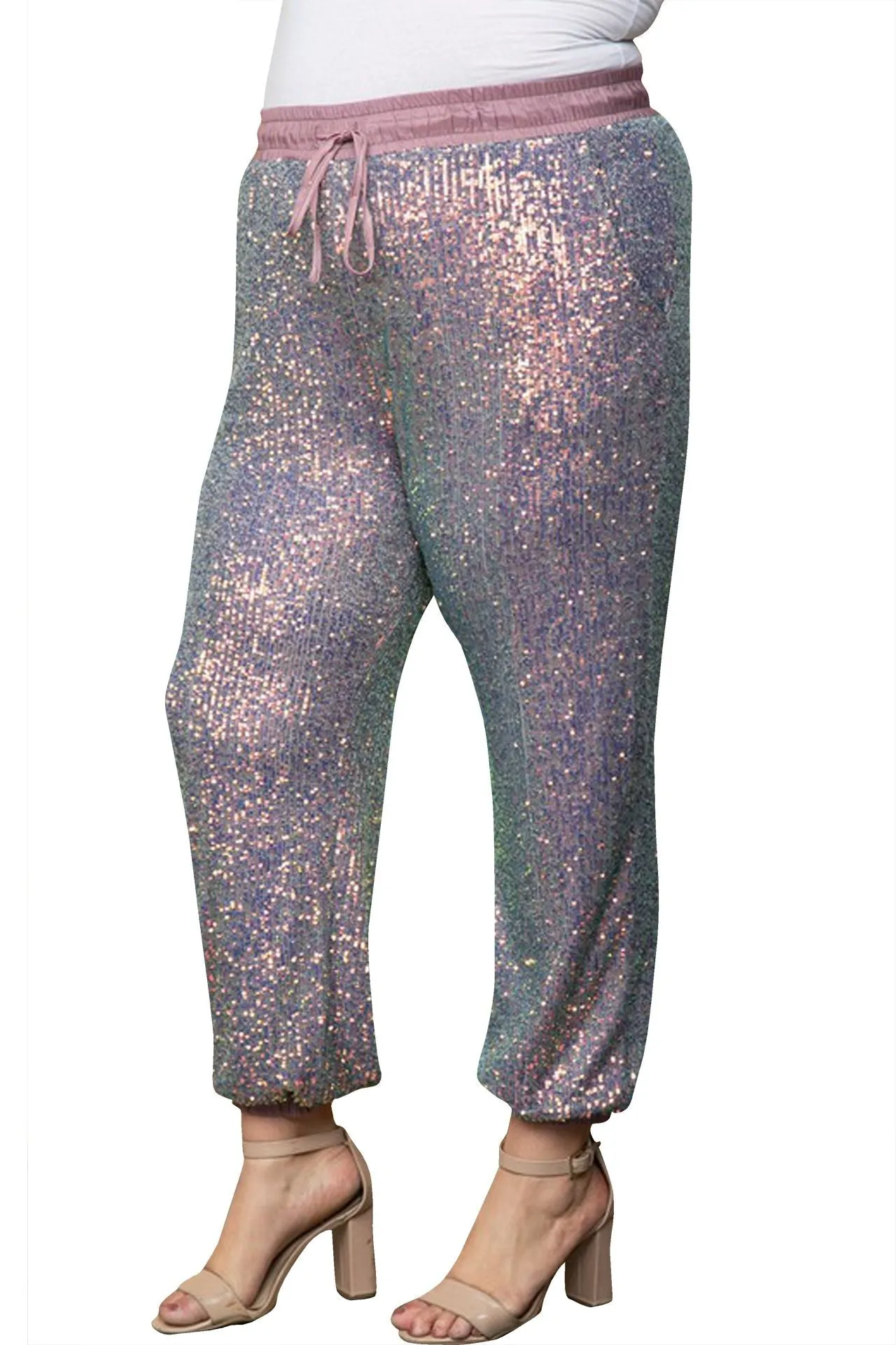 Two Tone Purple Sequin Pant Plus