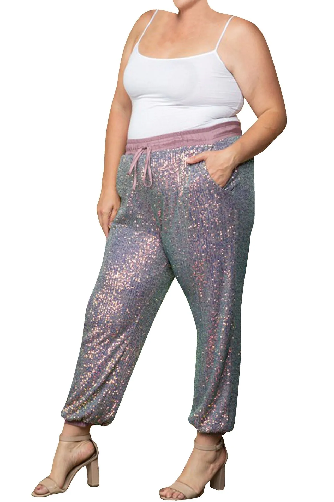 Two Tone Purple Sequin Pant Plus