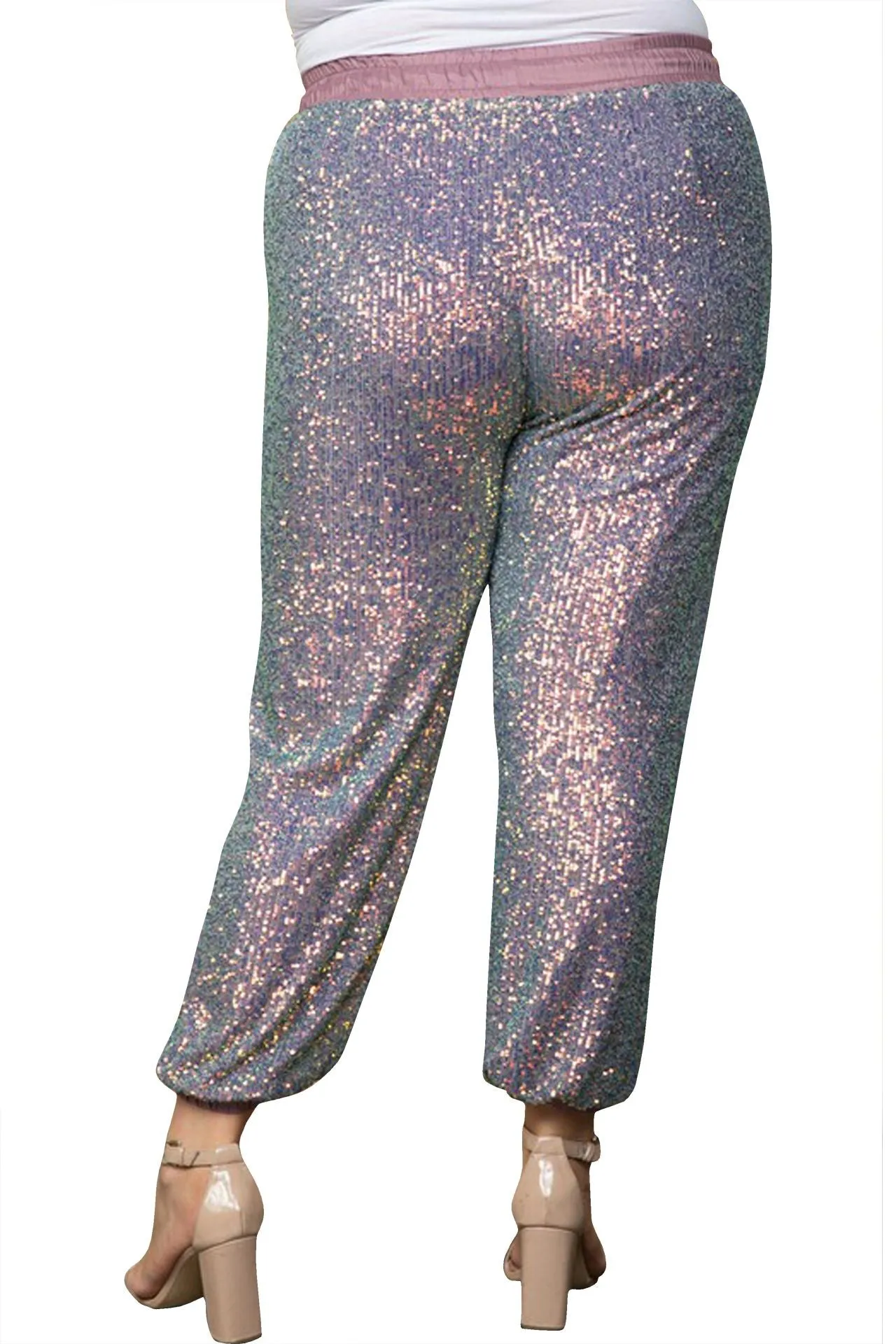 Two Tone Purple Sequin Pant Plus