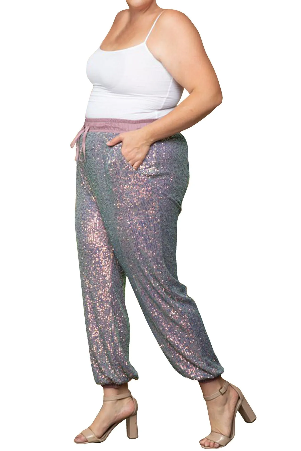 Two Tone Purple Sequin Pant Plus