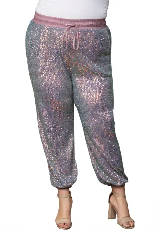 Two Tone Purple Sequin Pant Plus