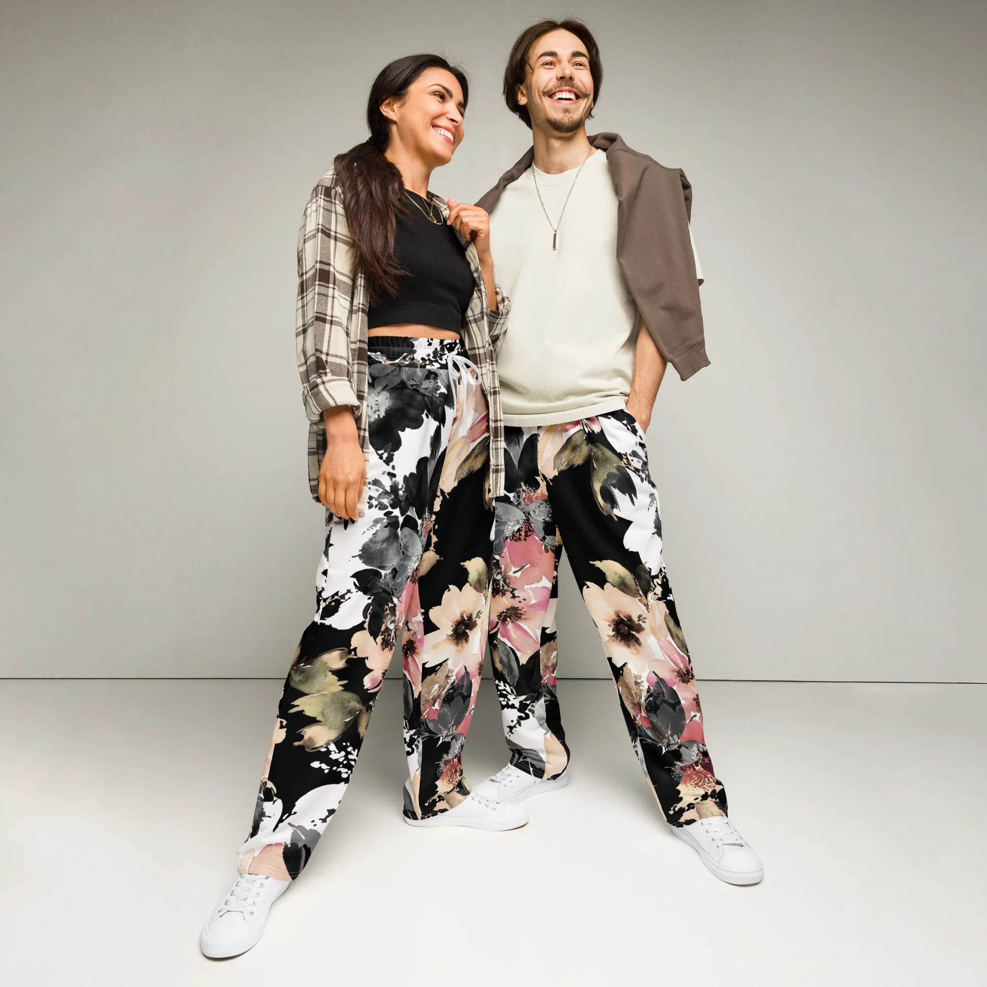 Valentines Day Wide Leg Joggers - Flower (Glamourange Valentine Day Gifts Wide Leg Joggers - Design 0013)