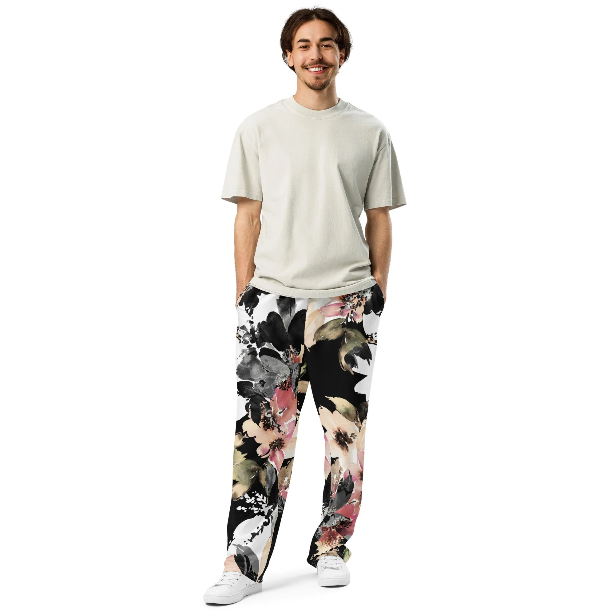 Valentines Day Wide Leg Joggers - Flower (Glamourange Valentine Day Gifts Wide Leg Joggers - Design 0013)