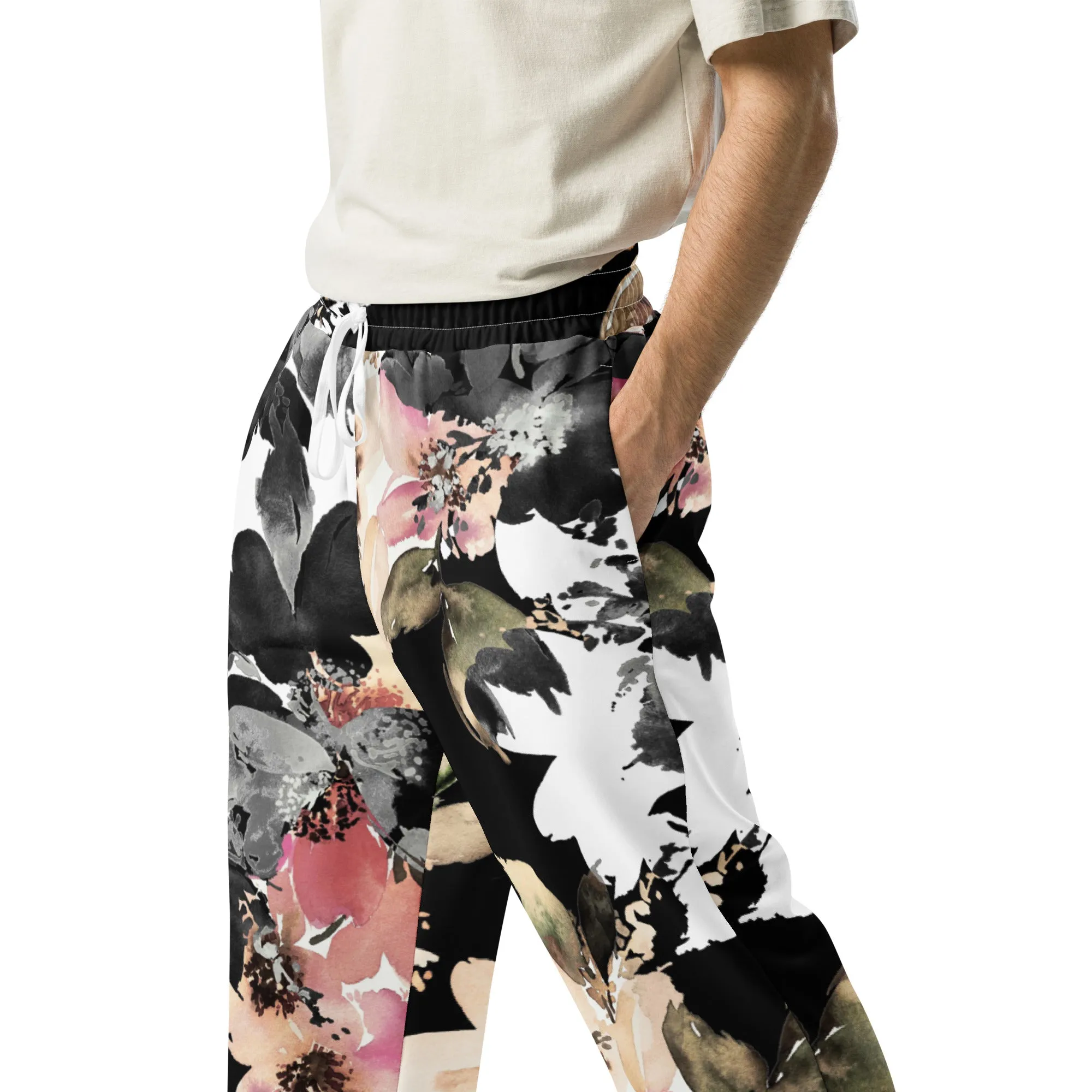 Valentines Day Wide Leg Joggers - Flower (Glamourange Valentine Day Gifts Wide Leg Joggers - Design 0013)