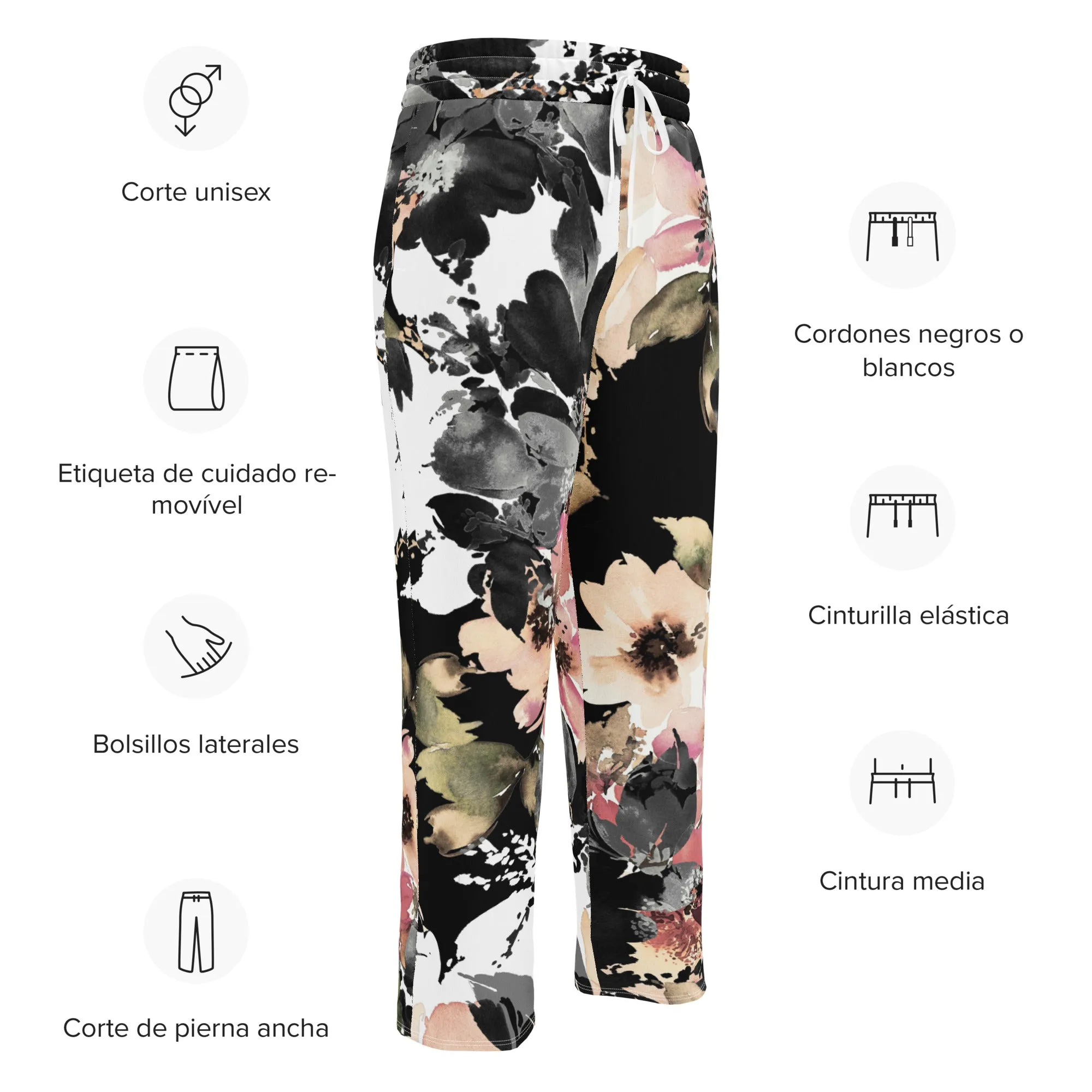 Valentines Day Wide Leg Joggers - Flower (Glamourange Valentine Day Gifts Wide Leg Joggers - Design 0013)