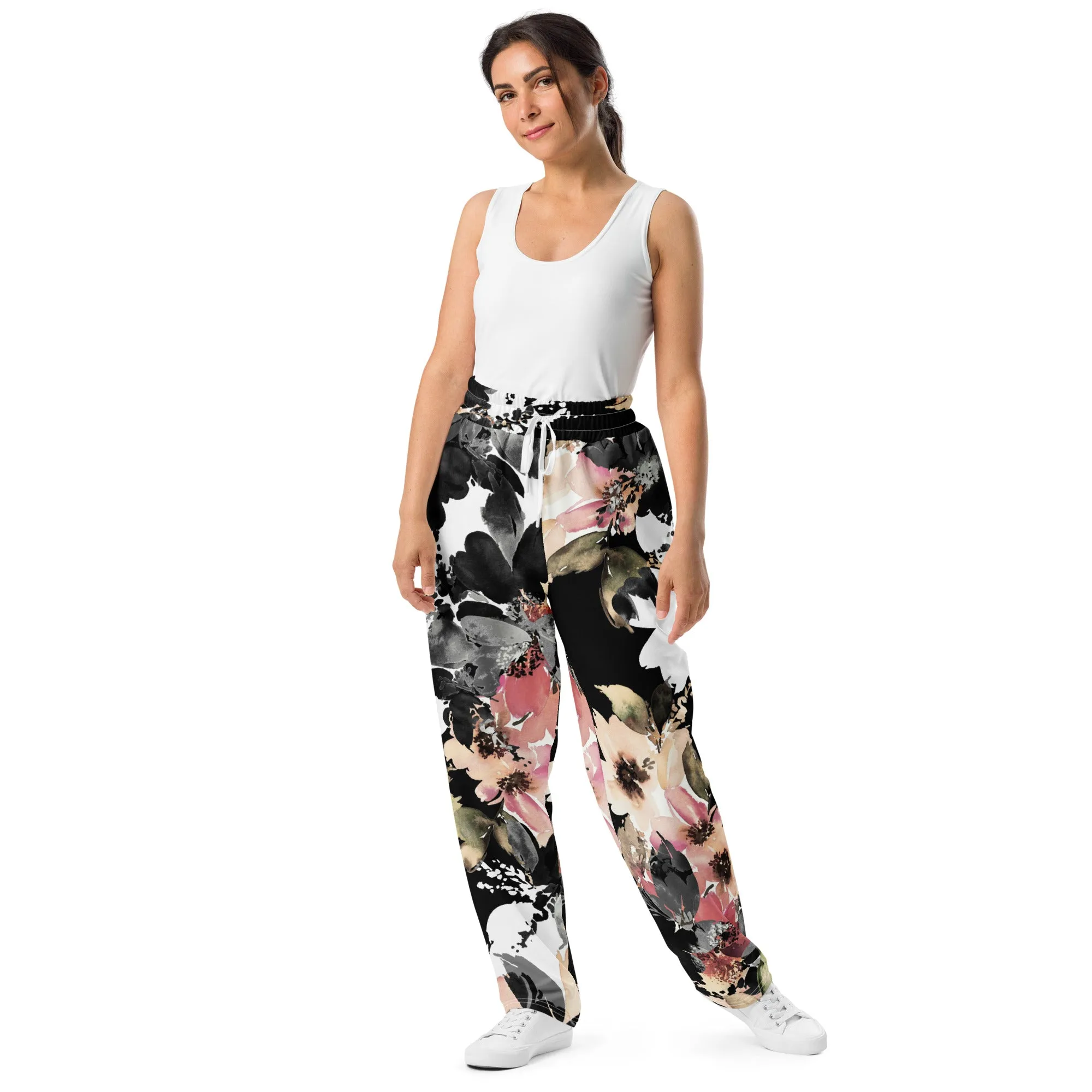 Valentines Day Wide Leg Joggers - Flower (Glamourange Valentine Day Gifts Wide Leg Joggers - Design 0013)