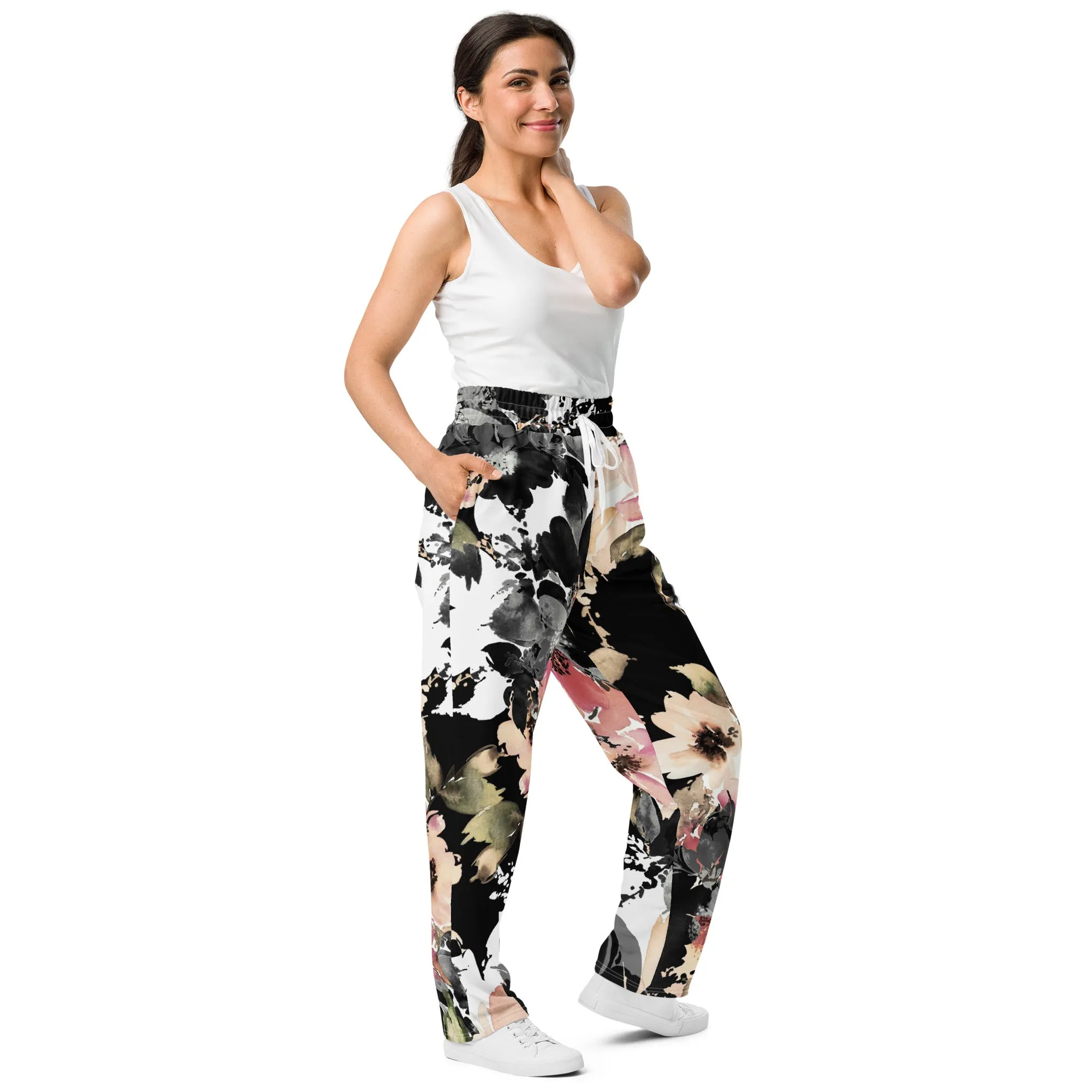 Valentines Day Wide Leg Joggers - Flower (Glamourange Valentine Day Gifts Wide Leg Joggers - Design 0013)
