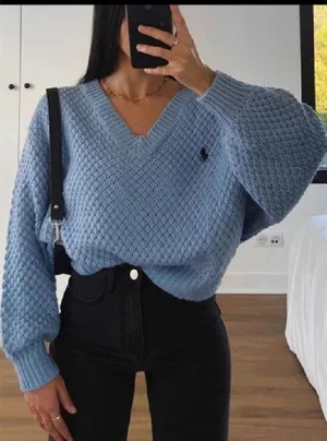 Voguable  Pullovers Women Autumn Winter Sweaters Solid V-Neck Loose Casual Daily Basic Womens Knitted Basic Chic Long Sleeve Sweater