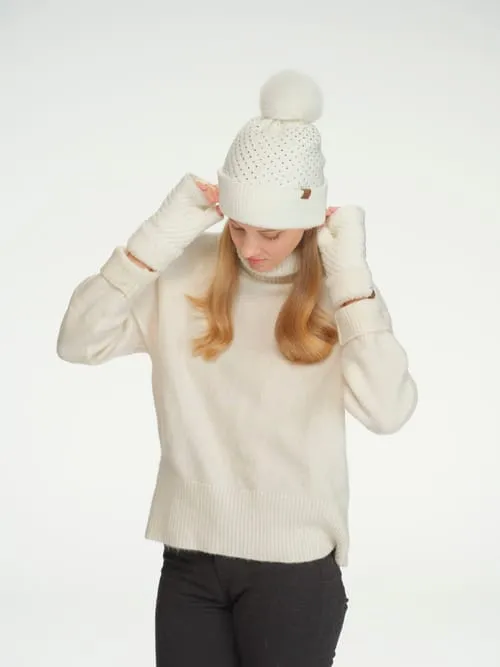 Waffle Pattern Sequin Embellished Pom Toque. Style MODHET-0101