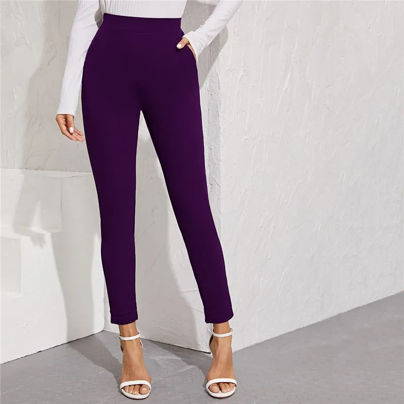 Women's Autumn High-Waist Skinny Leggings With Pockets