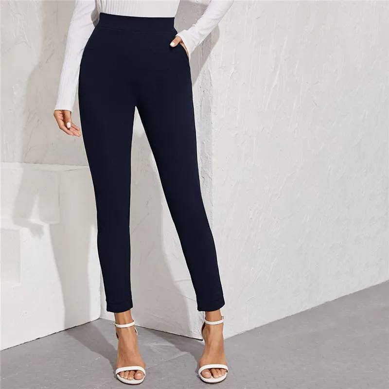 Women's Autumn High-Waist Skinny Leggings With Pockets