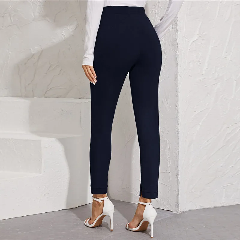 Women's Autumn High-Waist Skinny Leggings With Pockets