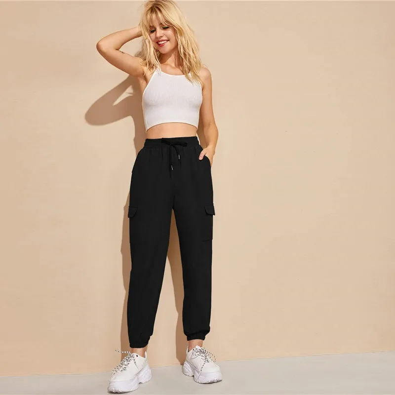 Women's Casual High-Waist Joggers With Pockets