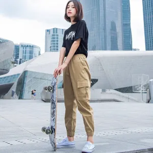 Women's Casual Polyester Loose Joggers With Pockets