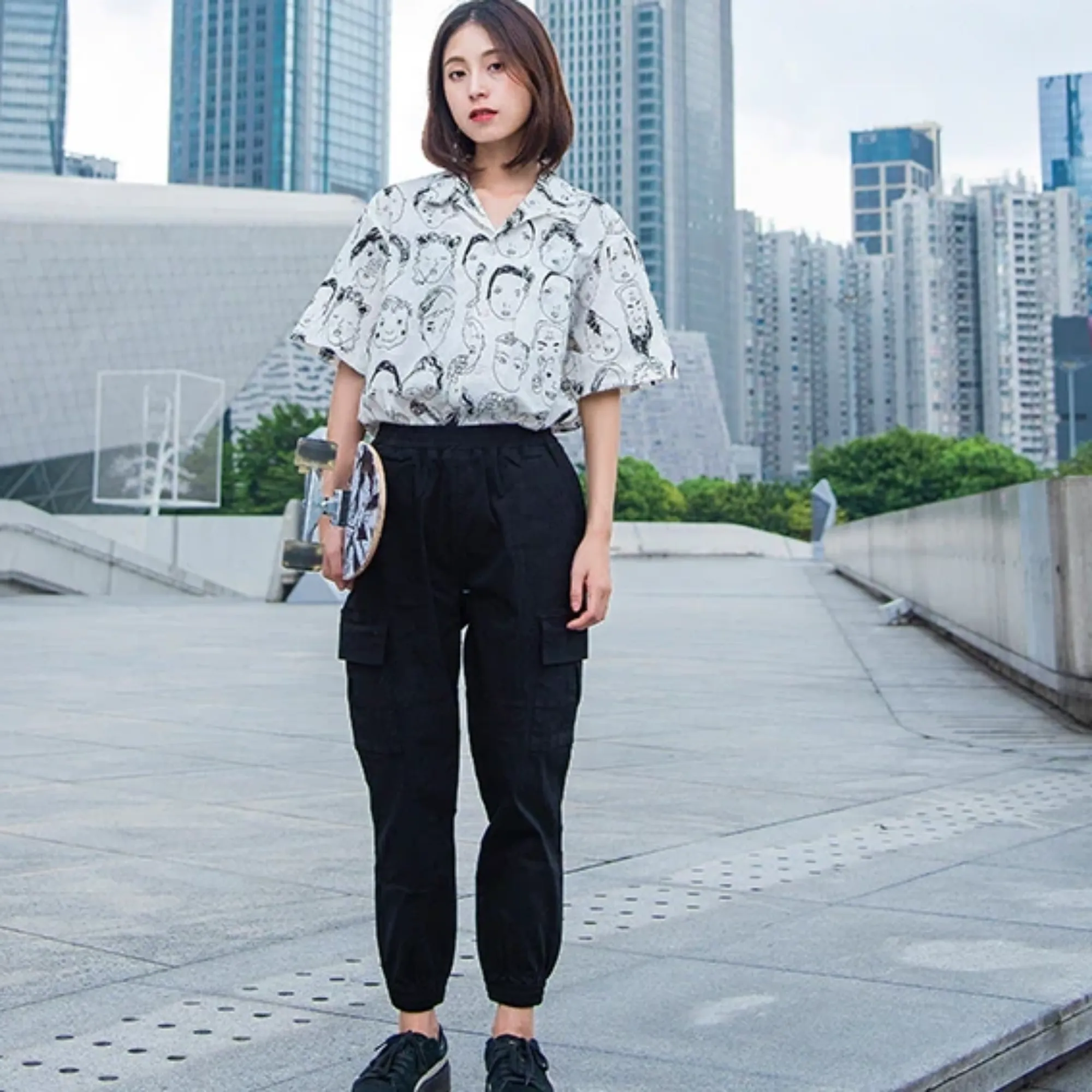 Women's Casual Polyester Loose Joggers With Pockets