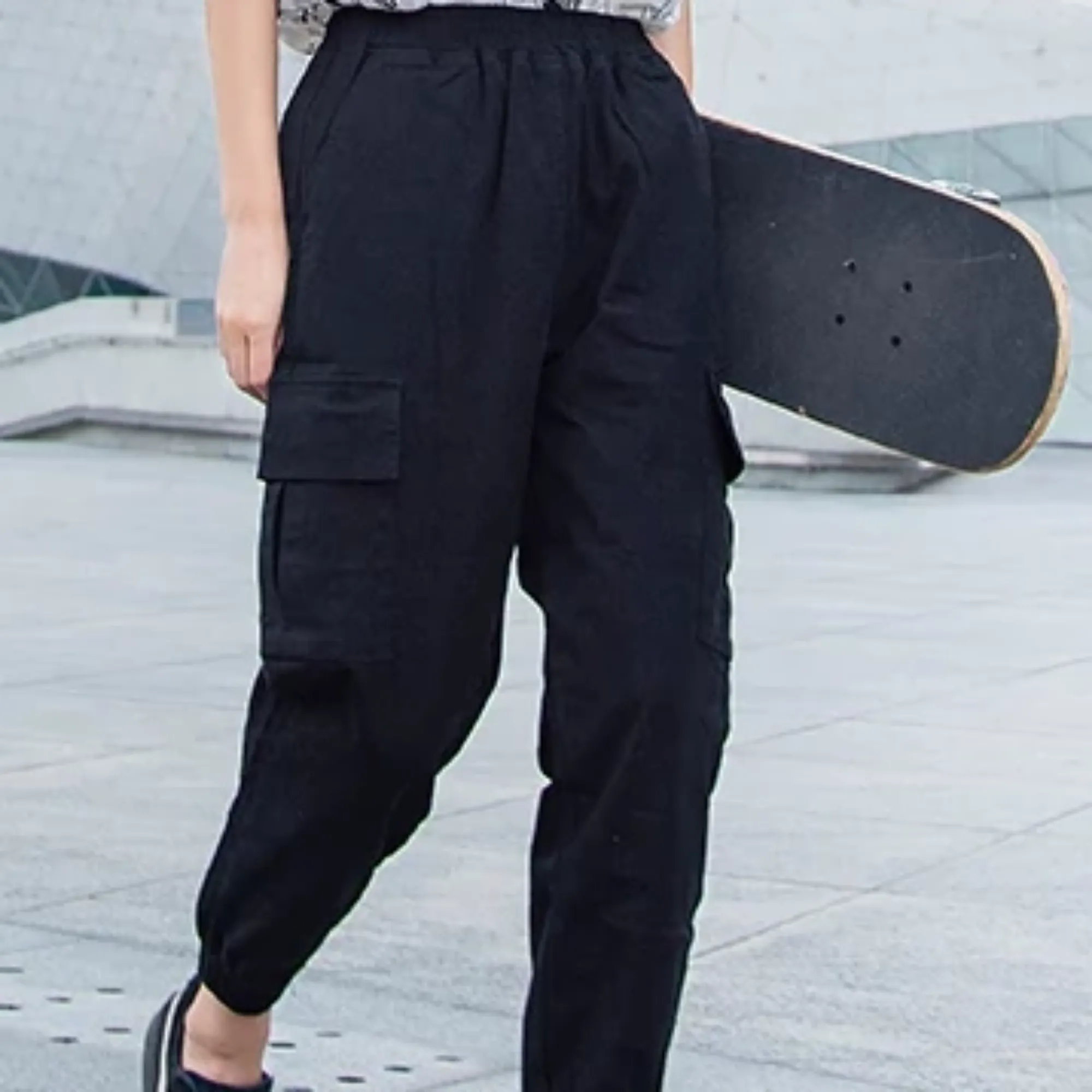 Women's Casual Polyester Loose Joggers With Pockets