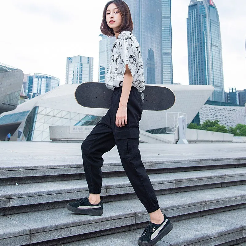 Women's Casual Polyester Loose Joggers With Pockets