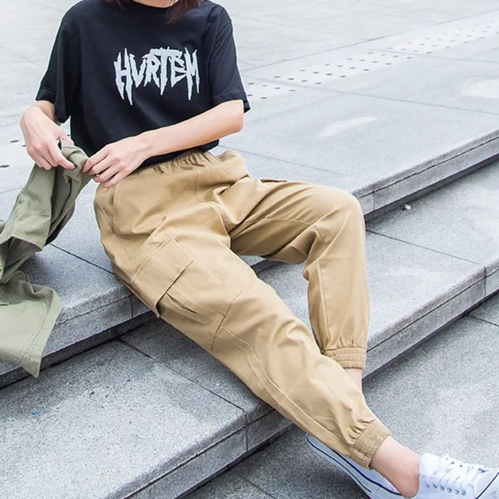 Women's Casual Polyester Loose Joggers With Pockets