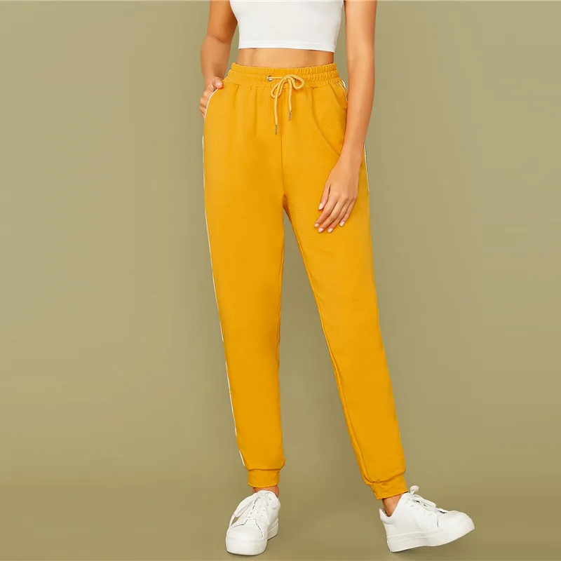 Women's Casual Spandex High-Waist Joggers With Pockets
