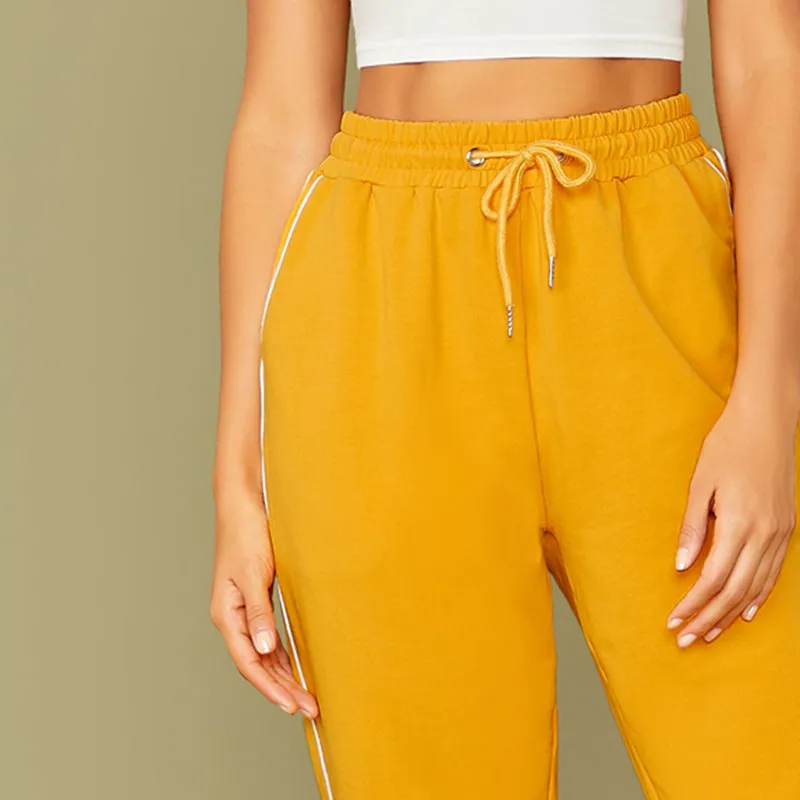 Women's Casual Spandex High-Waist Joggers With Pockets