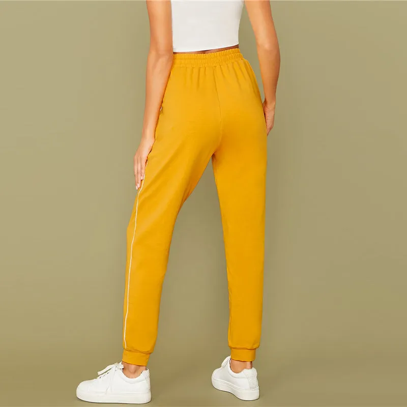Women's Casual Spandex High-Waist Joggers With Pockets