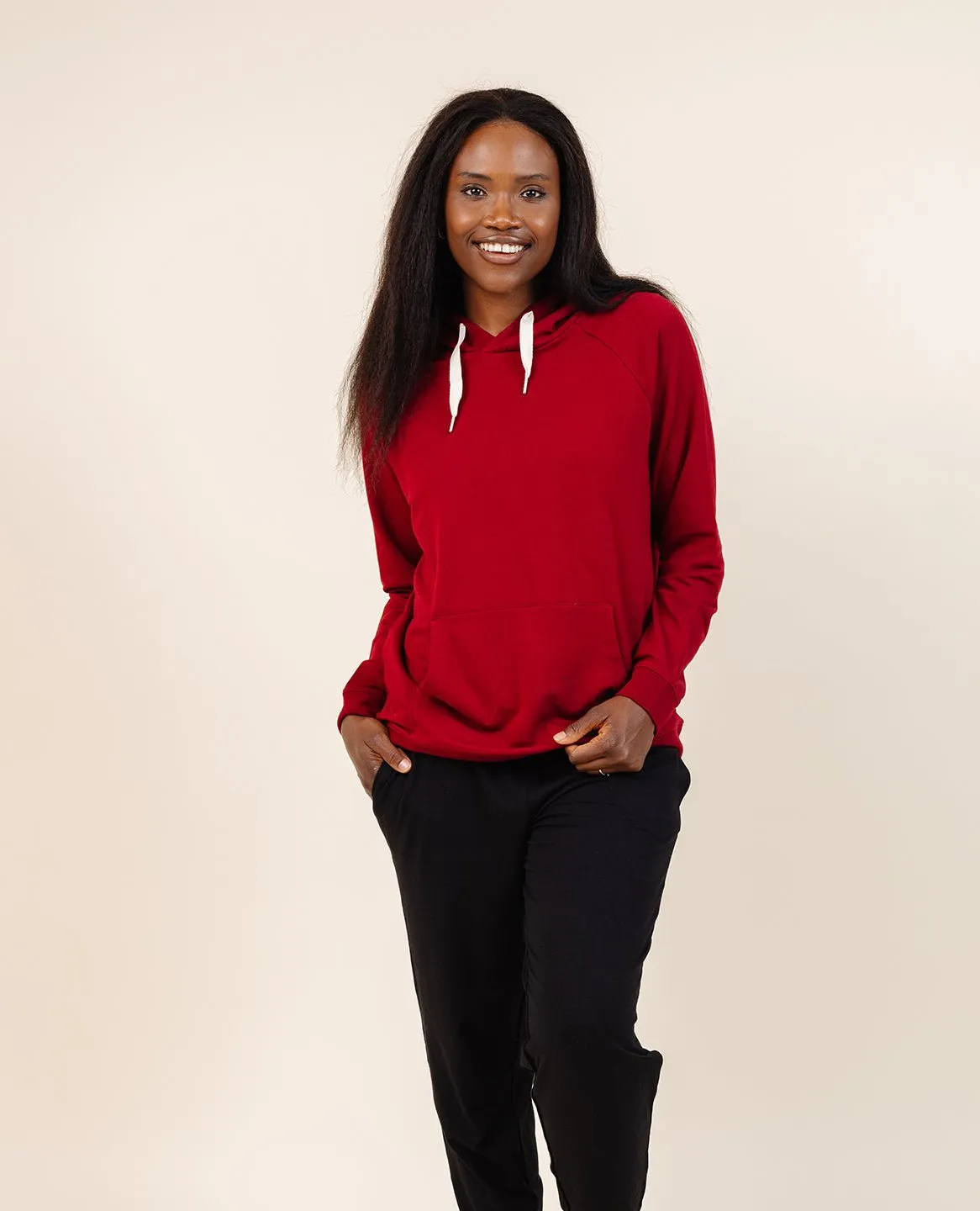 Women's Coziest Hoodie in Crimson