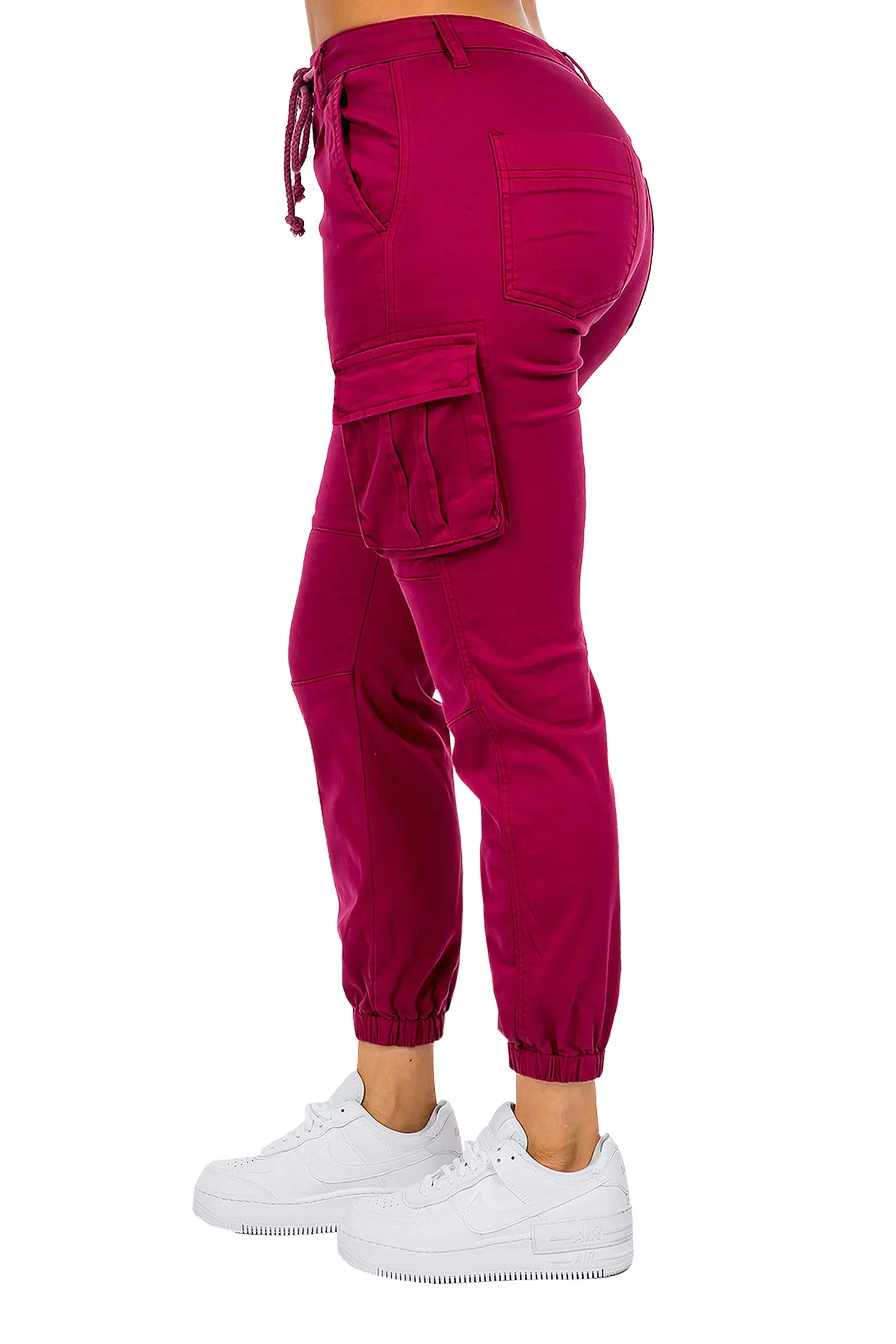 Women's Essential Basic Cropped Colored Cargo Joggers (New Colorways)