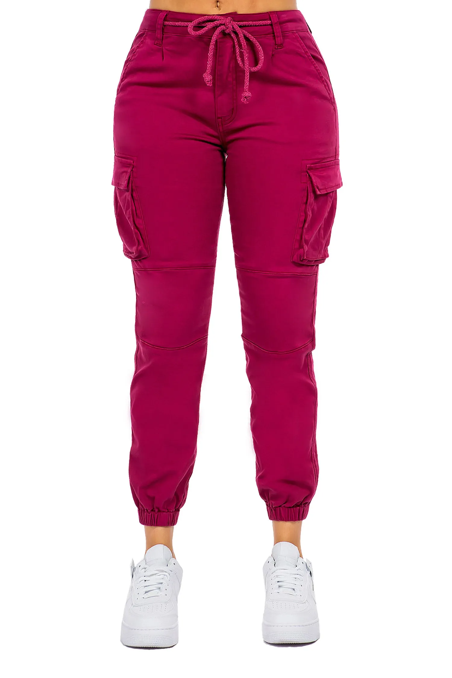Women's Essential Basic Cropped Colored Cargo Joggers (New Colorways)