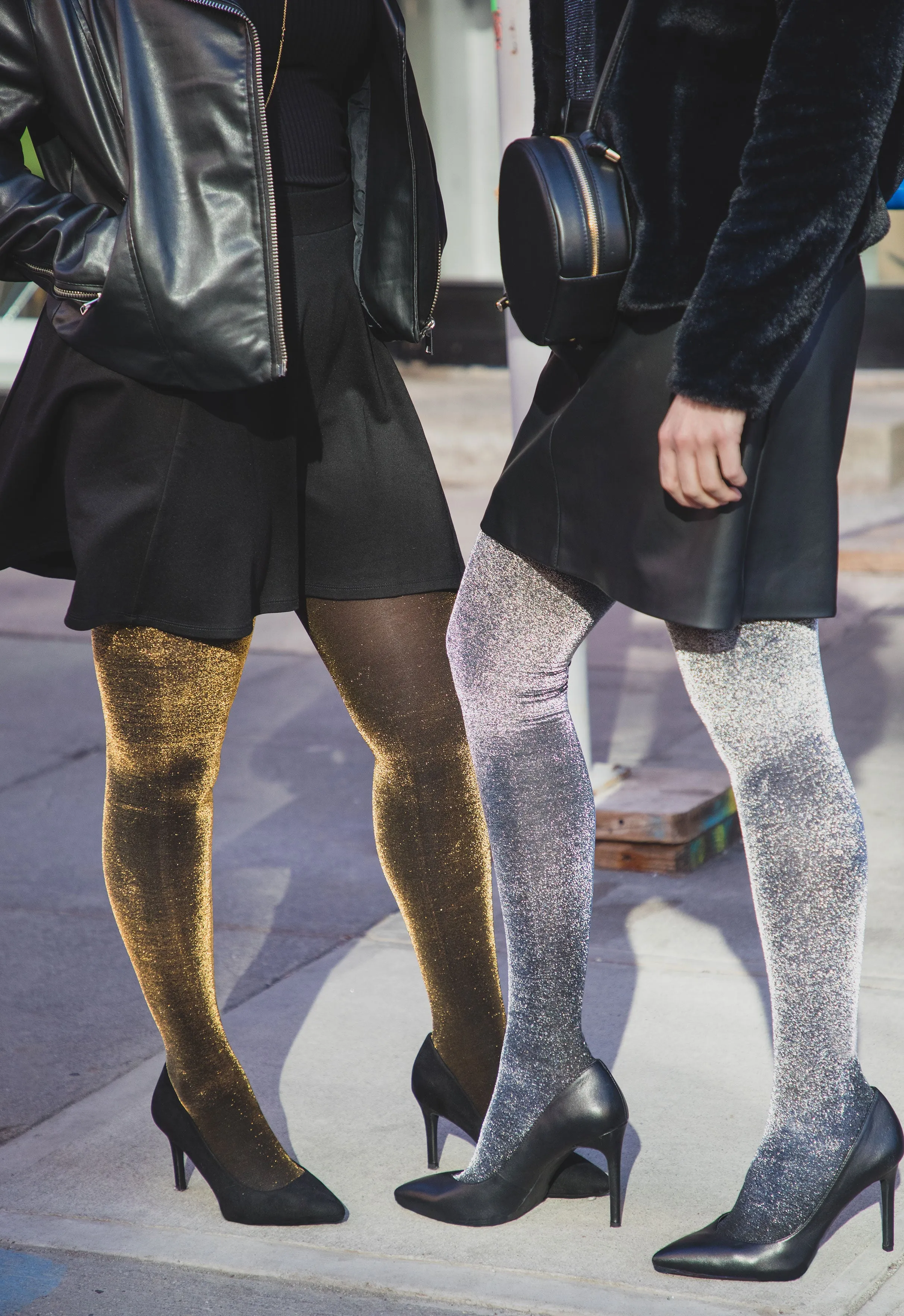 Women's Opaque Liquid Metal Nylon Tights
