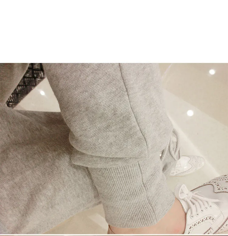 Women's Spring/Autumn Ripped Sequined Sweatpants