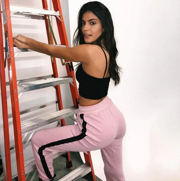 Women's Summer Cotton High-Waist Fitness Joggers With Side Stripes