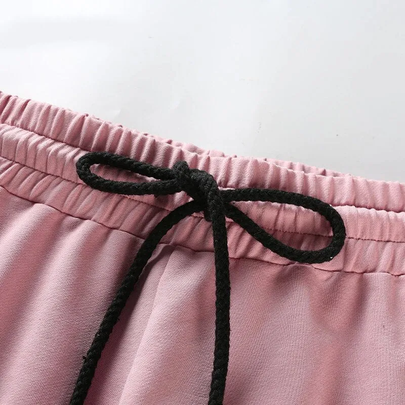 Women's Summer Cotton High-Waist Fitness Joggers With Side Stripes