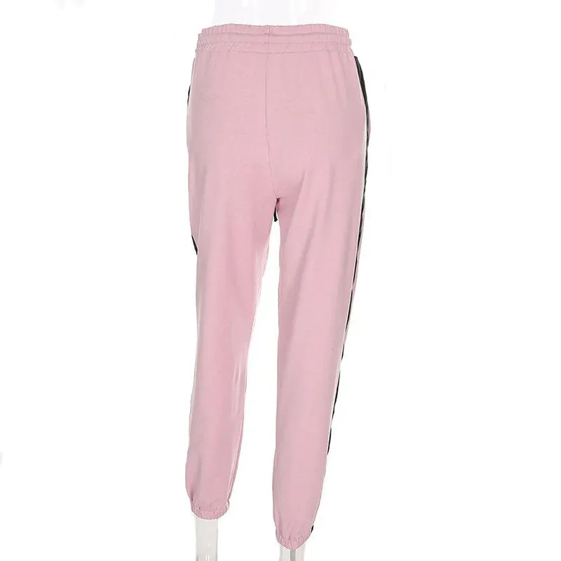 Women's Summer Cotton High-Waist Fitness Joggers With Side Stripes