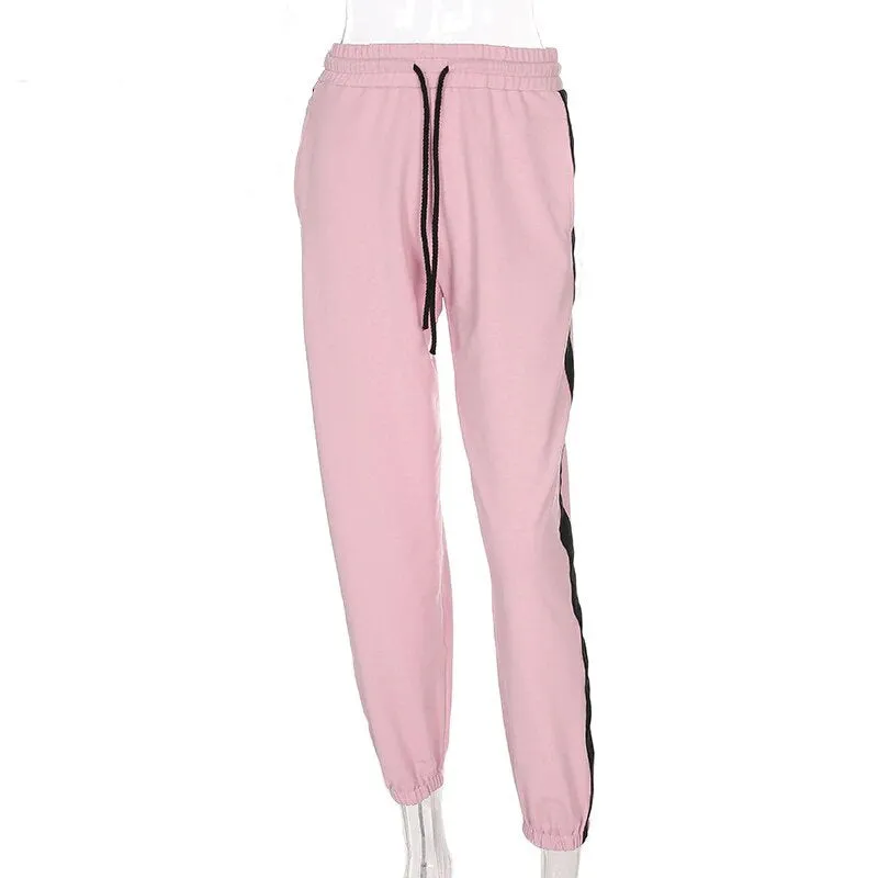 Women's Summer Cotton High-Waist Fitness Joggers With Side Stripes