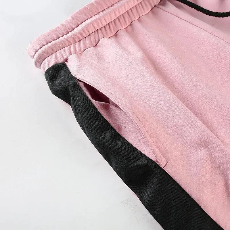 Women's Summer Cotton High-Waist Fitness Joggers With Side Stripes