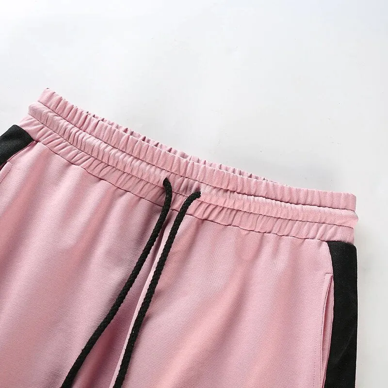 Women's Summer Cotton High-Waist Fitness Joggers With Side Stripes