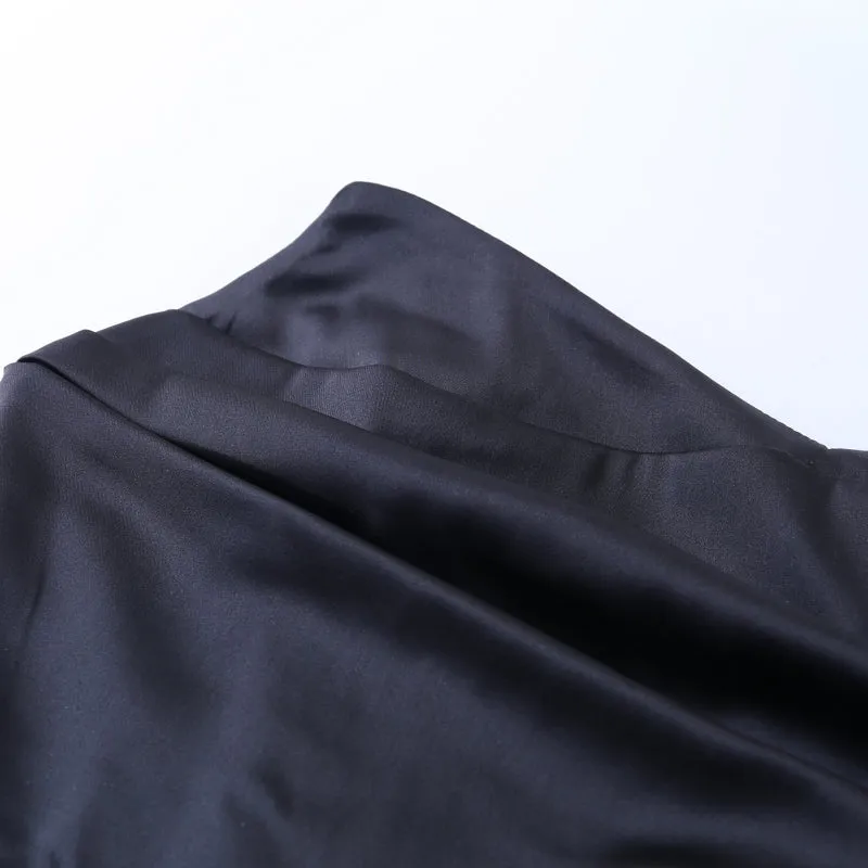 Women's Summer Off Shoulder Ruched Silk Mini Dress