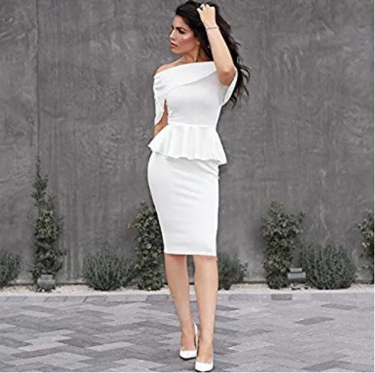 Women's Summer Off-Shoulder Sleeveless Bodycon Dress With Ruffles