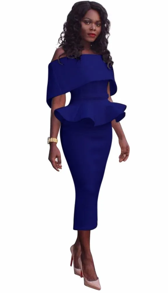 Women's Summer Off-Shoulder Sleeveless Bodycon Dress With Ruffles