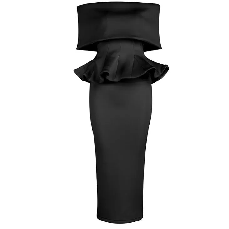 Women's Summer Off-Shoulder Sleeveless Bodycon Dress With Ruffles