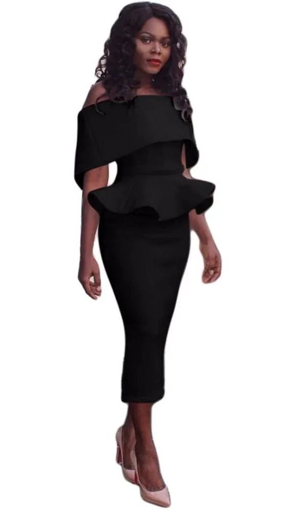 Women's Summer Off-Shoulder Sleeveless Bodycon Dress With Ruffles