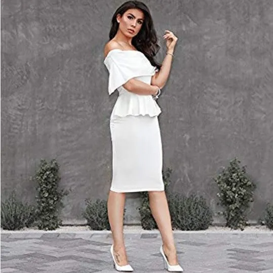 Women's Summer Off-Shoulder Sleeveless Bodycon Dress With Ruffles